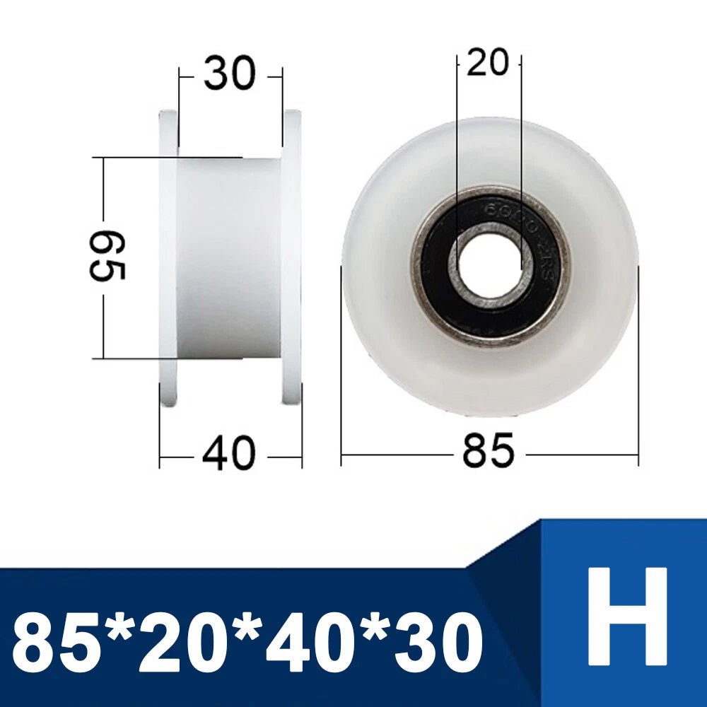 OD 30-85mm Nylon Pulley Wheel with Ball Bearing U/V/H Groove for Door and Window