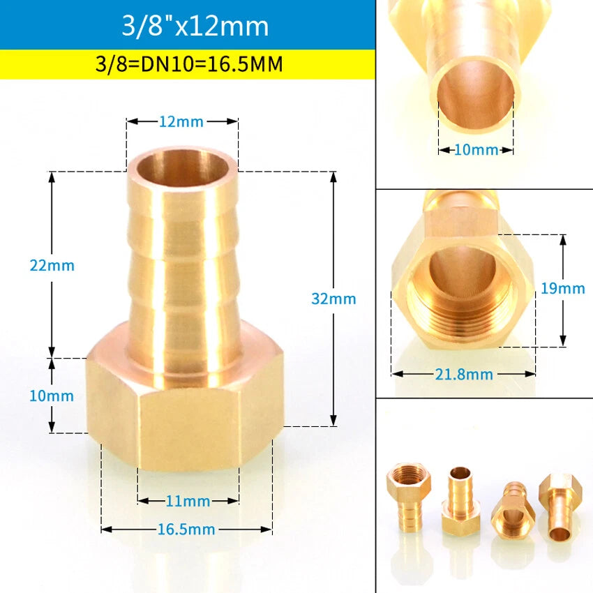 BSP Male & Female Thread Barb Hose Tail Connector — Air Fuel Water