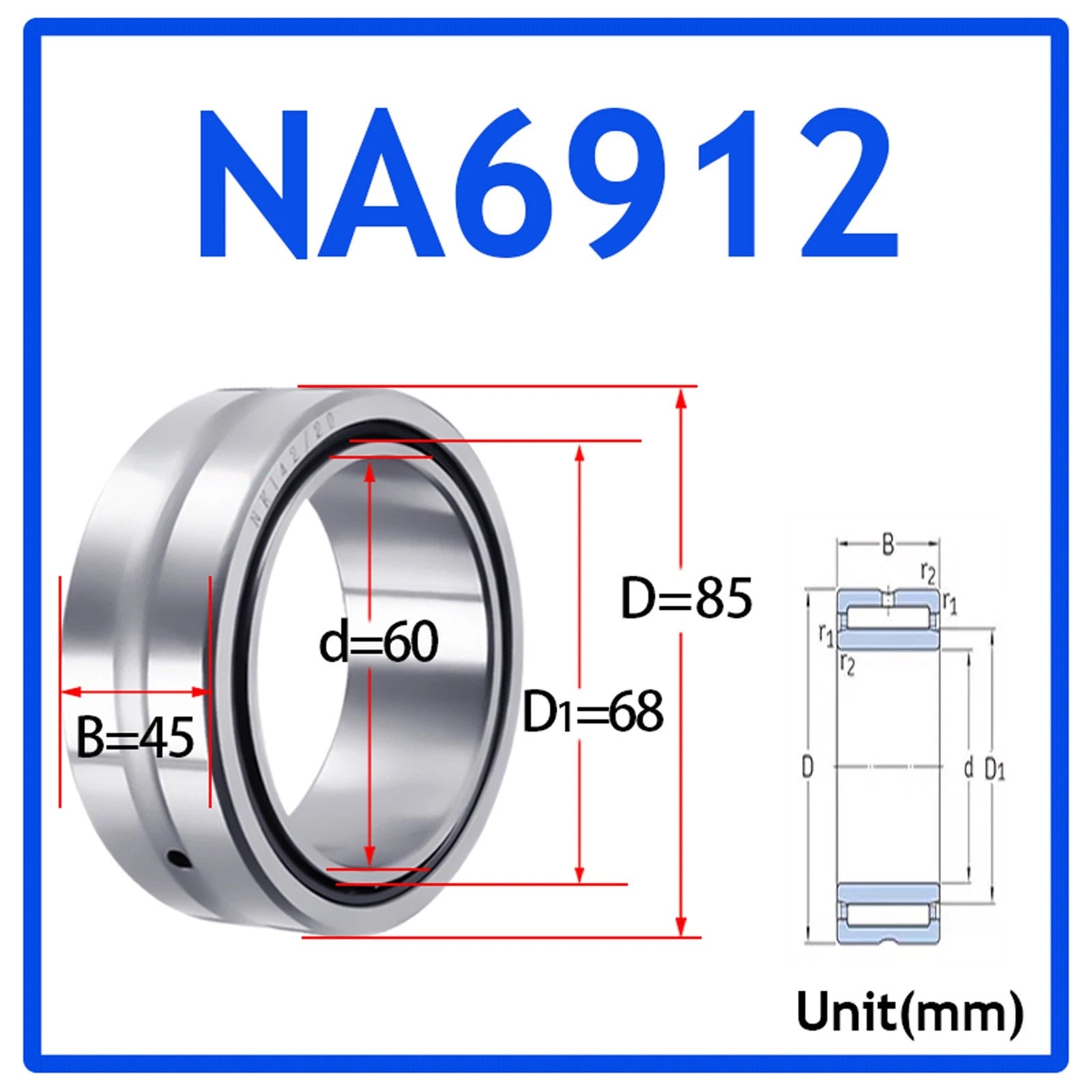 Needle Roller Bearings With Inner Ring High-Quality NA4900 - NA6920 ID 10-100mm