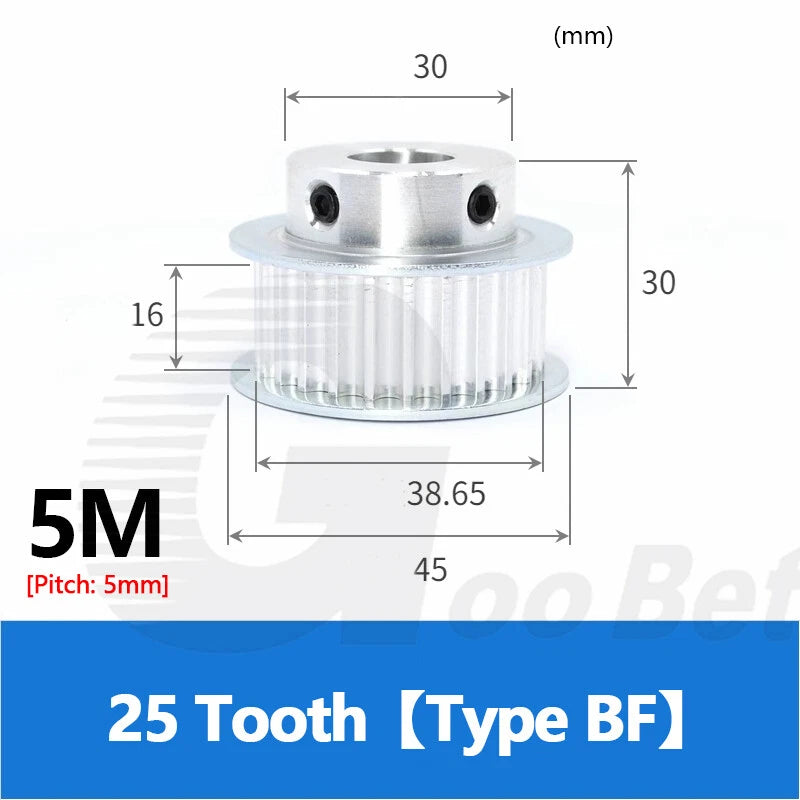 5M 15mm Timing Belt Drive Pulley 5mm Pitch 10-40 Tooth 4-25mm Bore HTD Aluminium
