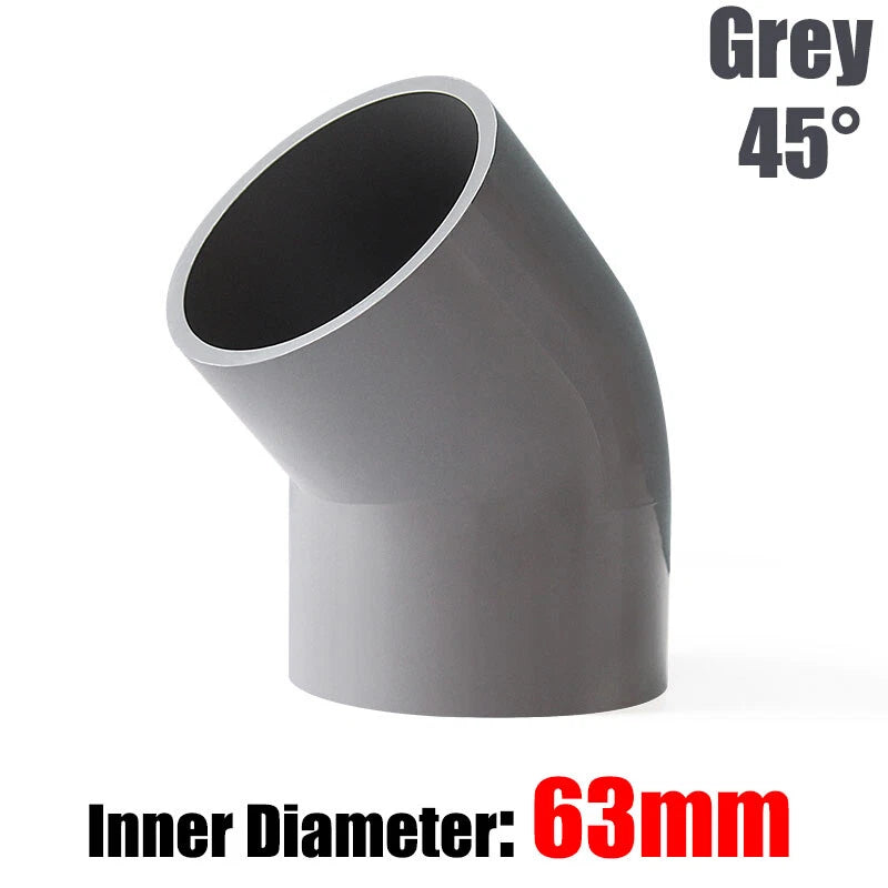 PVC Water Supply Pipe Fittings 45° Elbow Connector 20mm to 160mm White Blue Grey