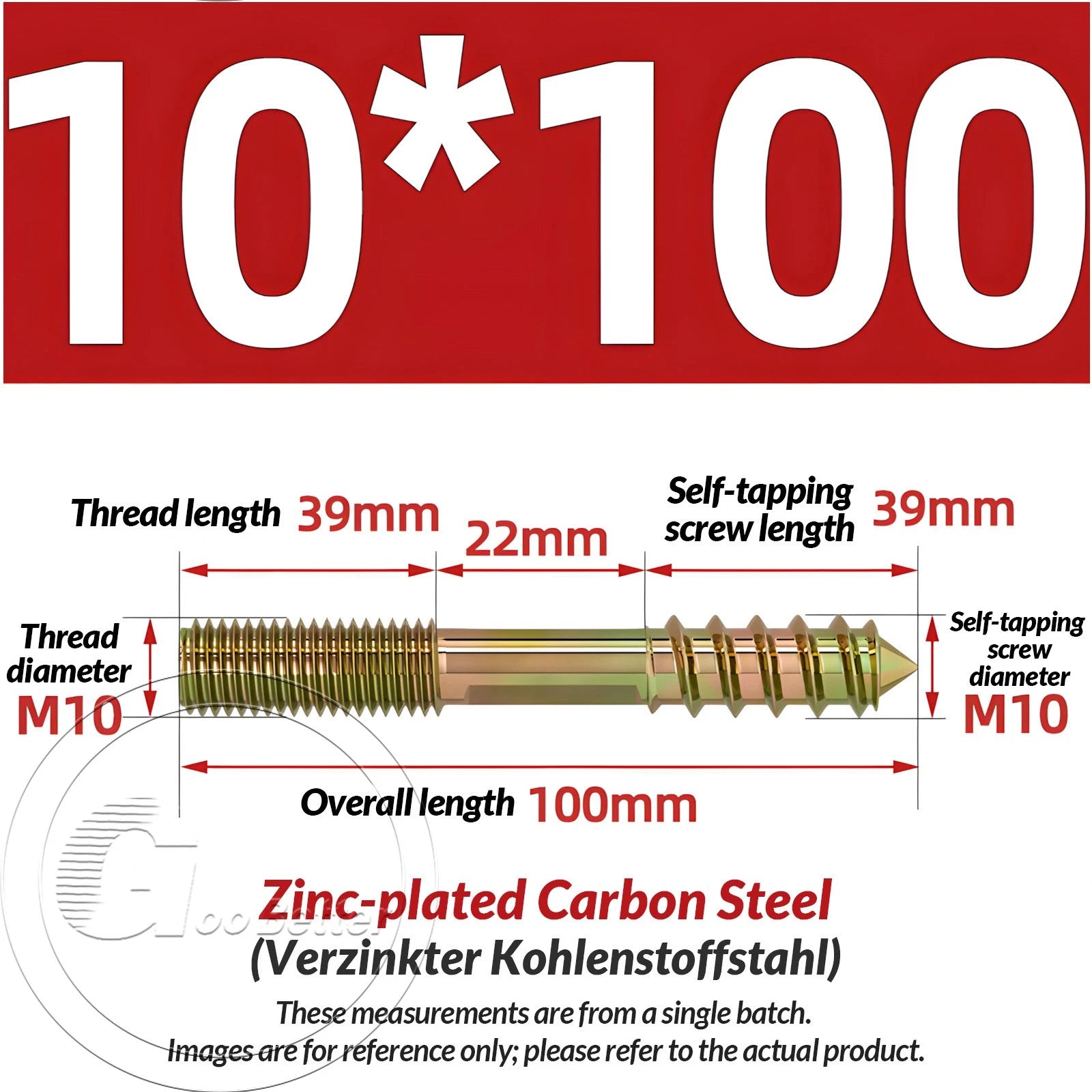 Galvanized Double-Ended Hanger Bolts M4 M5 M6 M8 M10, Wood-to-Metal Screws