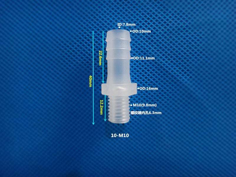 Aquarium Accessories Plastic Hose Barb Fitting Metric Thread Male Connector