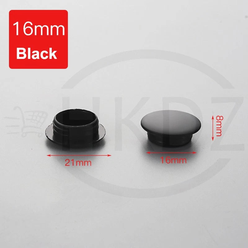 Plastic Screw Caps Covers 5–40mm – Push-in Furniture Hole Plugs, Black, White, Brown