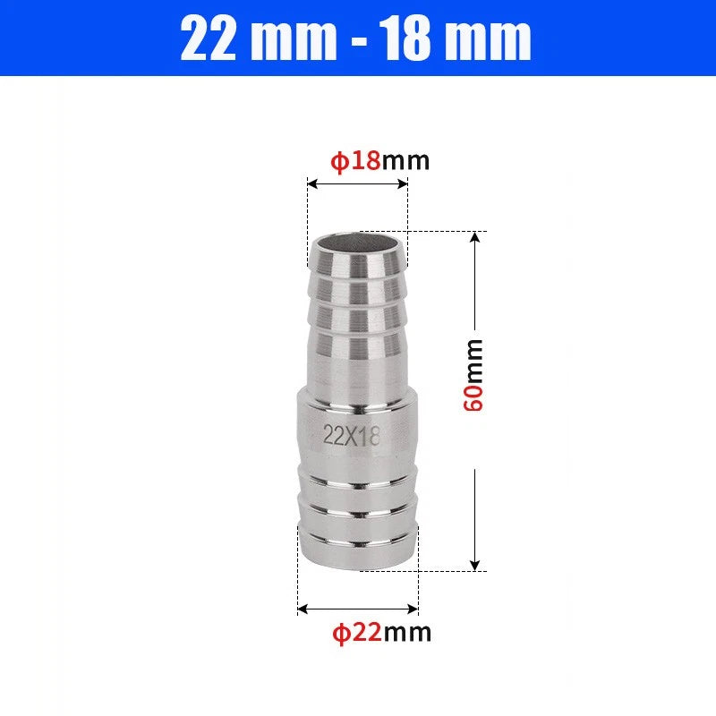 6mm~50mm Stainless Reducer Barbed Hose Joiner Connector Air Water Pipe Gas Tubi