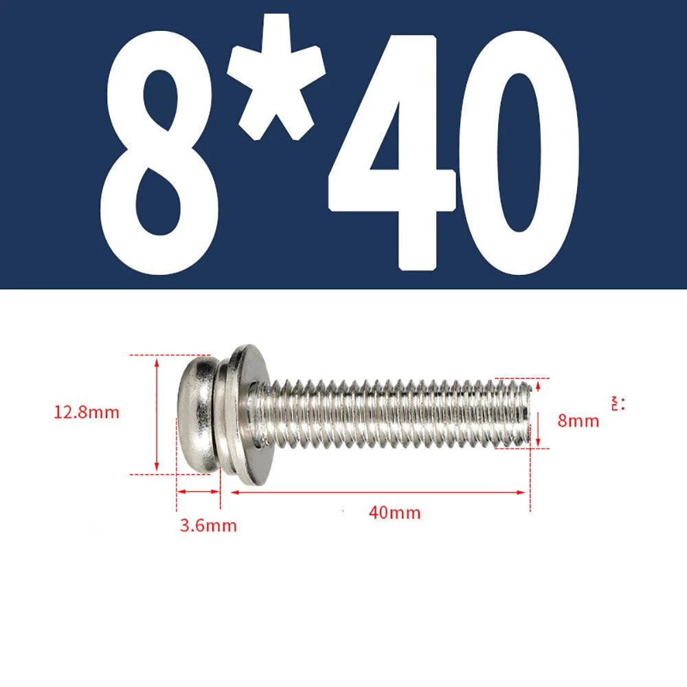 M5–M8 Phillips Pan Head Screws with Flat Washer – Nickel Plated or Black Zinc, Carbon Steel