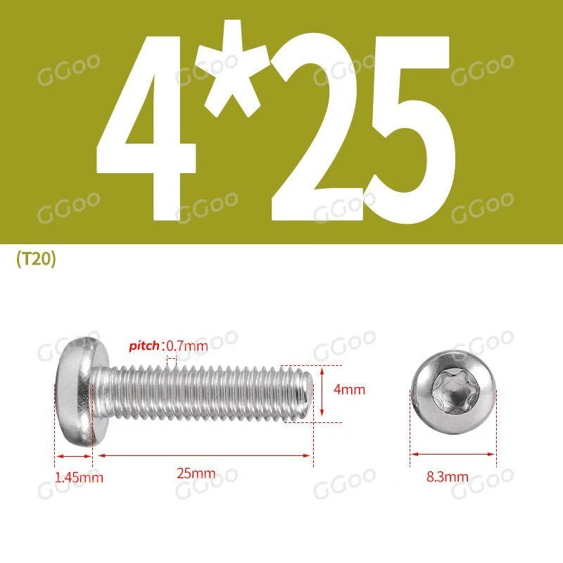 A2 Stainless Steel Torx Pan Head Machine Screws — M2 to M8, Six-Lobe Drive