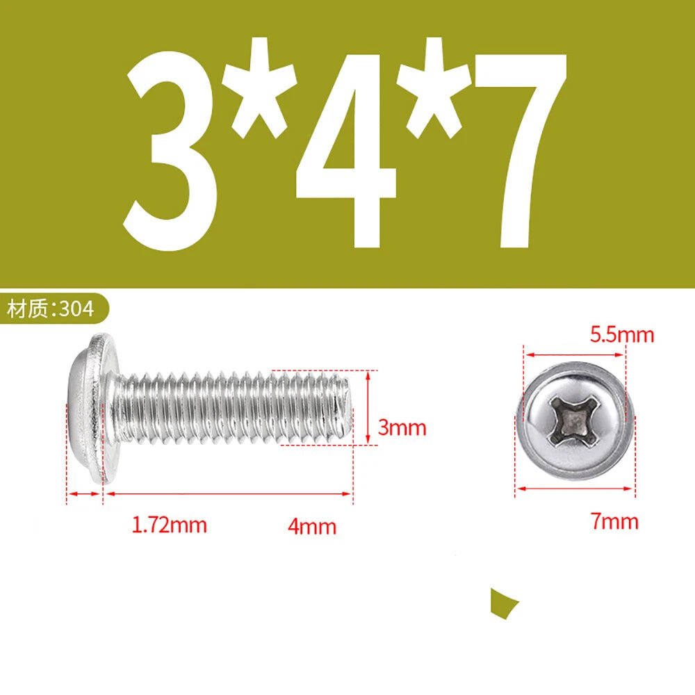 Phillips Flanged Button Head Screws M1.4–M6 | 304 Stainless Steel - HomeDIYer