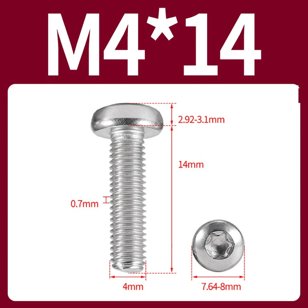M2–M10 A2 Stainless Steel Torx Button Head Machine Screws, With or Without Column, Pack of 5