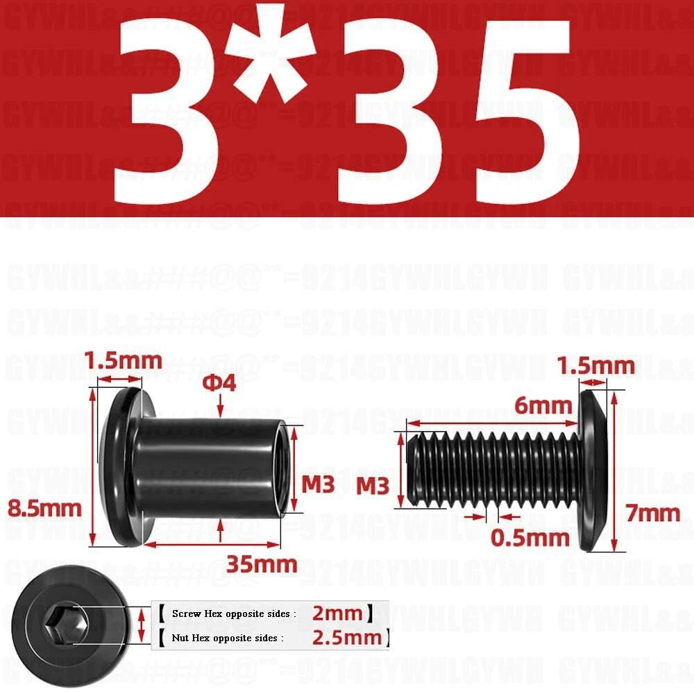 Metric Furniture Connector Bolts with End Cap Nuts — Stainless Steel M2 to M10