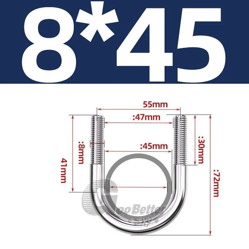 Square U - Bolts Stainless Steel — M6 to M24 | 304 A2 & 316 A4 Marine Grade - HomeDIYer