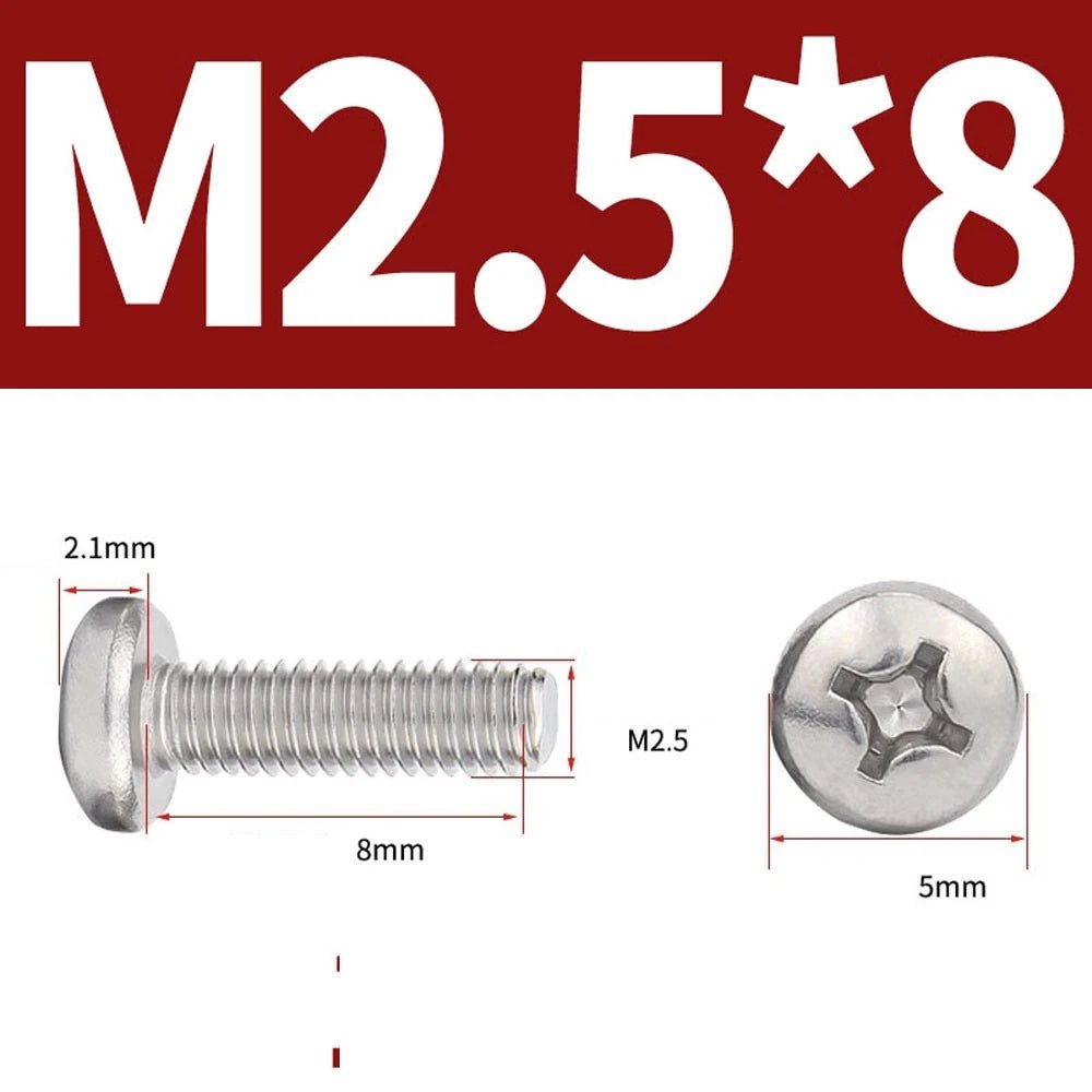 Phillips Pan Head Machine Screws — A4 Marine Grade Stainless Steel, DIN 7985 (M1.6–M10) - HomeDIYer