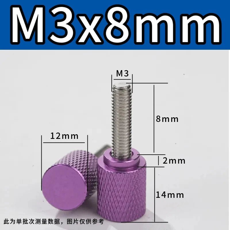 M3 Knurled Thumb Screws – Colored Anodized Aluminum, 6mm to 100mm, 10 Colors - HomeDIYer