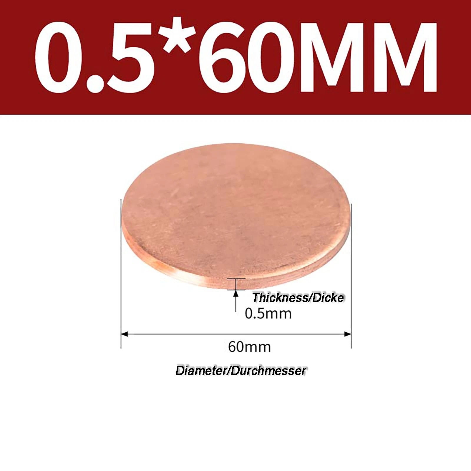 Solid Pure Copper Discs Blanks Round Plate Metal Sheet Thick 0.3~6mm Ø10mm~150mm