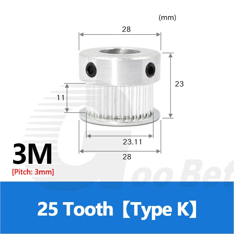 3M 10mm Timing Belt Drive Pulley 3mm Pitch 15 - 50 Tooth Without Hub 4-20mm Bore
