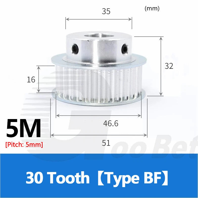 5M 15mm Timing Belt Drive Pulley 5mm Pitch 10-40 Tooth 4-25mm Bore HTD Aluminium