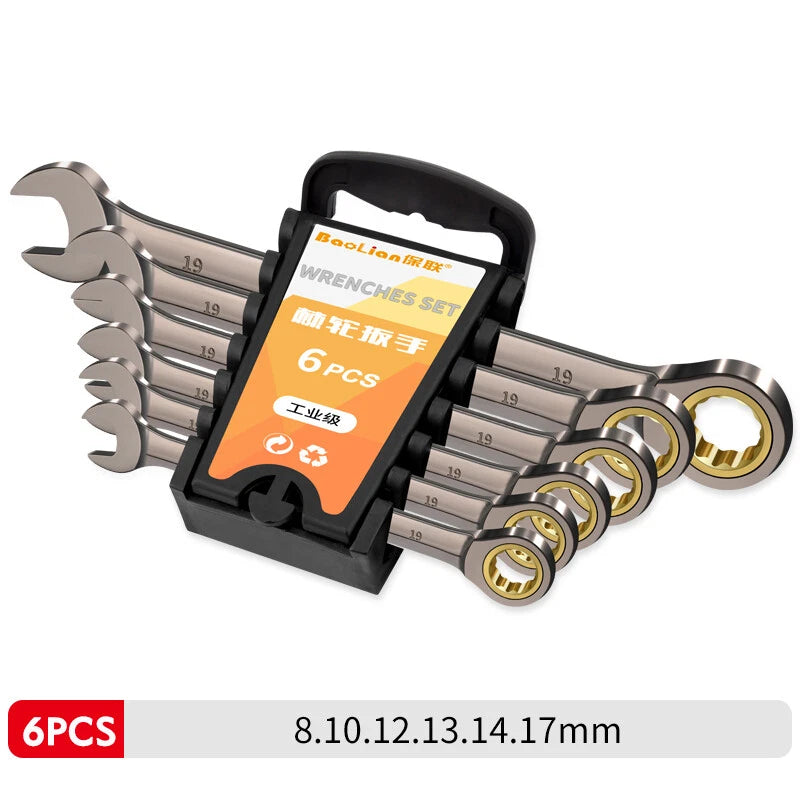 Ratchet Spanner Combination Fixed & Flexi 6 - 32mm Different Sizes Tool Wrench