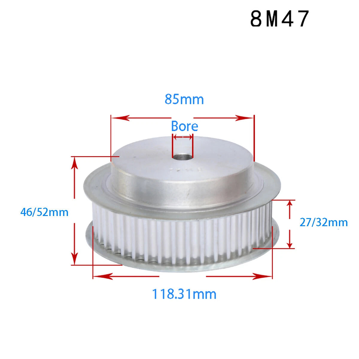 BF-type HTD8M 25mm-30mm Timing Belt Pulley 12 - 72 Tooth for CNC Step Motor
