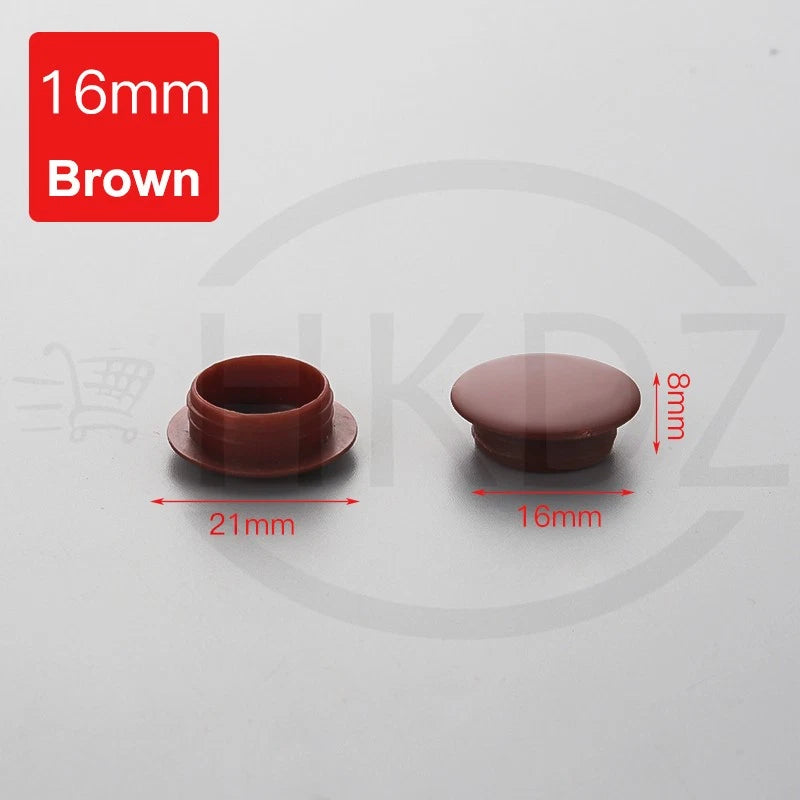Plastic Screw Caps Covers 5–40mm – Push-in Furniture Hole Plugs, Black, White, Brown
