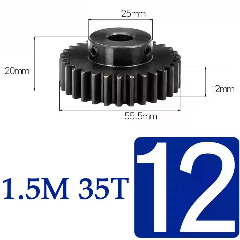 Spur Gears 1.5 Mod Transmission Gear With Step 45#Steel Pinion Motor Gear 15~50T