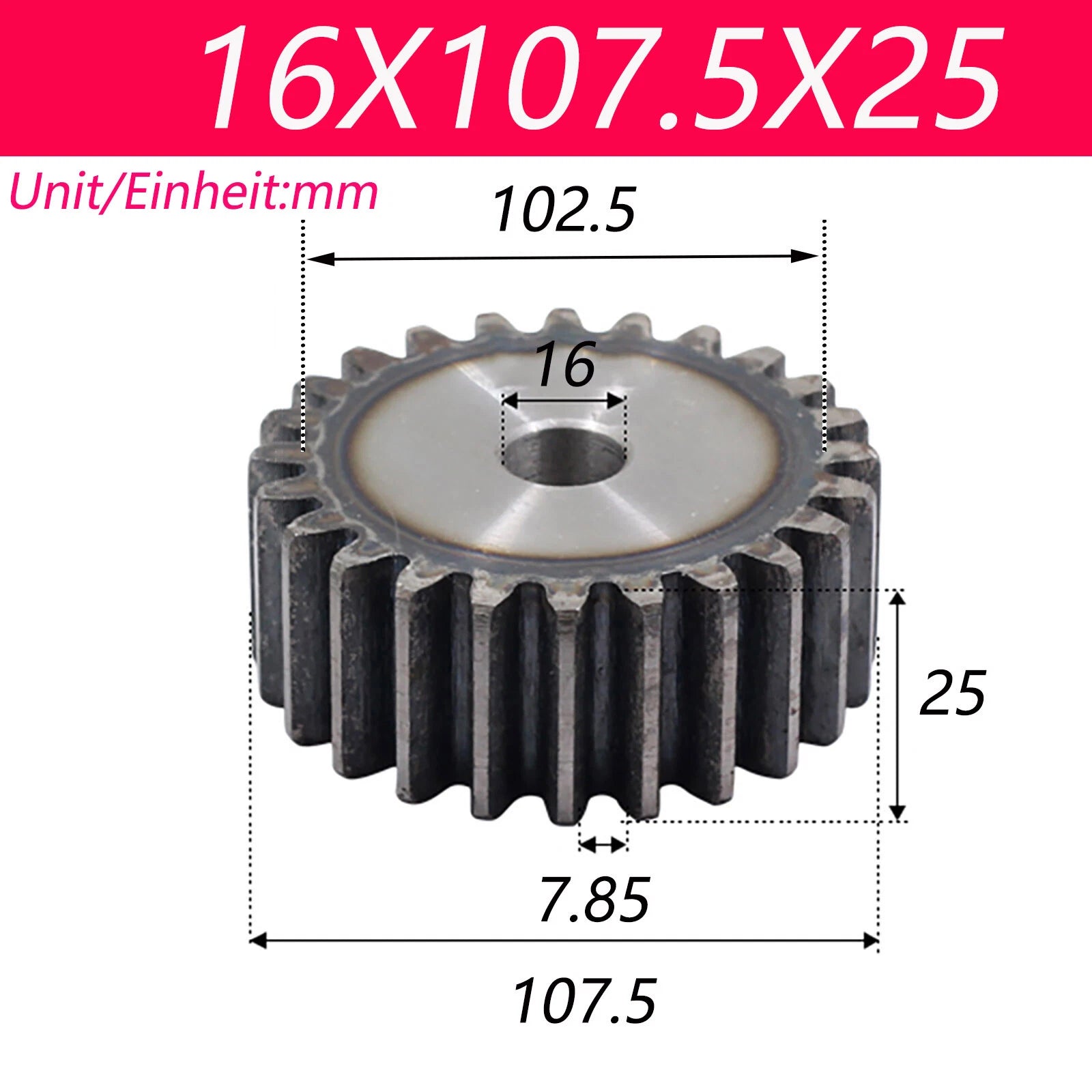 2.5 Modul 45# Steel Spur Gears Pinion Gear Thick 25mm 10-80 Teeth For 3D CNC
