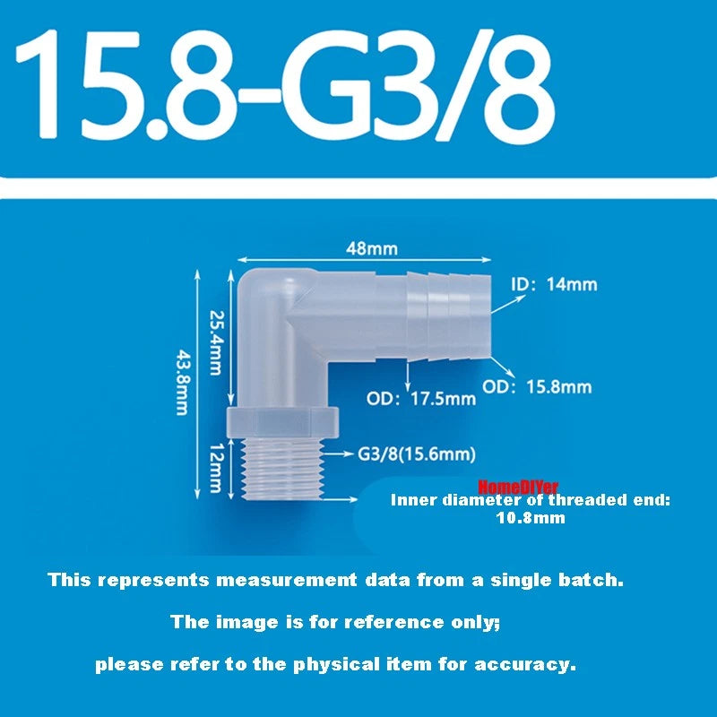 Male Thread Barbed 90° Elbow Hose Connector — Plastic Pipe Fitting with Washer