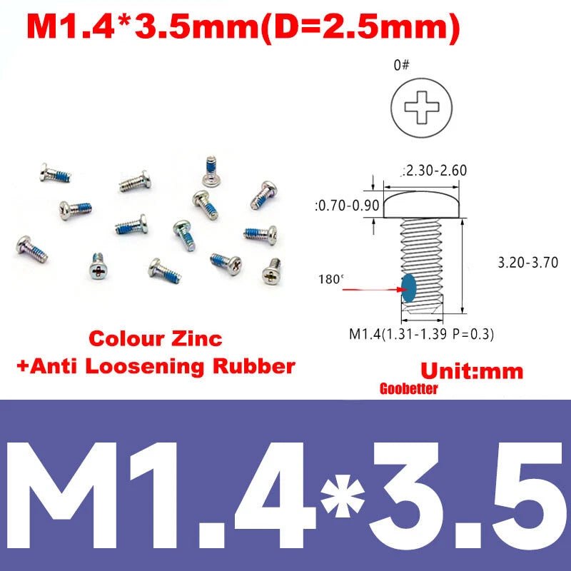 Phillips Pan Head Machine Screws M0.8 M1 M1.2 M1.4 M1.6 M1.7 — Cross Round Head Bolts, Multiple Coatings - HomeDIYer