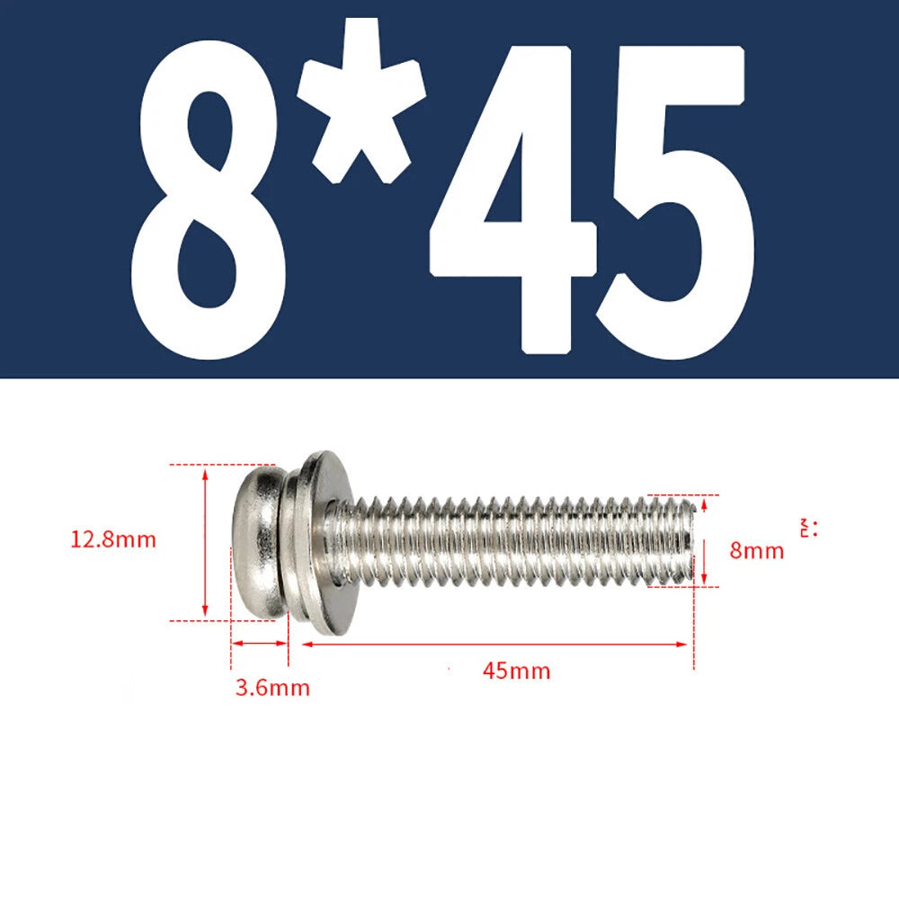 M5–M8 Phillips Pan Head Screws with Flat Washer – Nickel Plated or Black Zinc, Carbon Steel