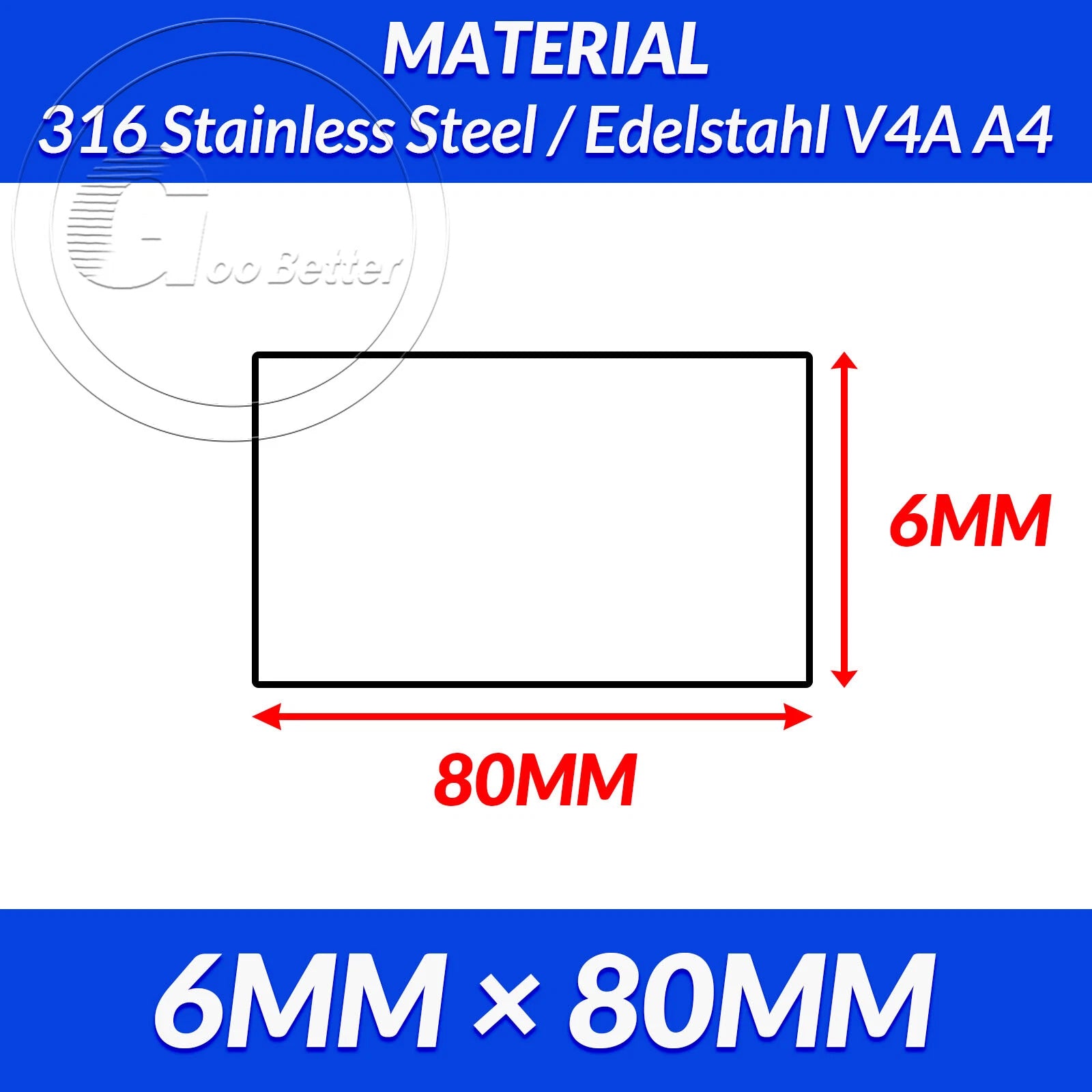 316 A4 Stainless Steel Flat Bar Metal Plate Strip Width 10MM-80MM Length 300MM
