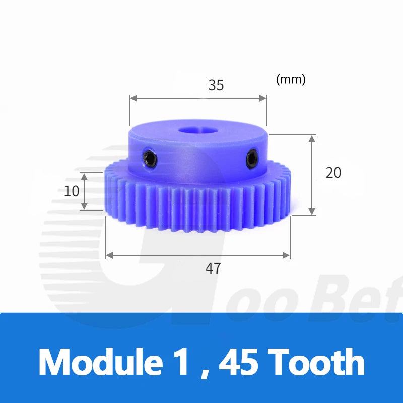 Mod 1/1.5/2 Precision Spur Gear Pinion 15-120 Tooth with Step Bore 4-16mm Nylon