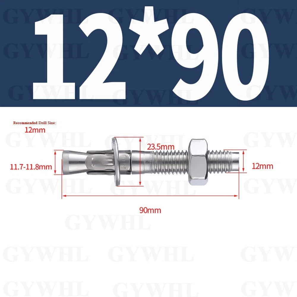 Hex Head Expansion Anchor Bolts — M6 to M20, Stainless Steel A2 & Zinc Plated, Extra Long