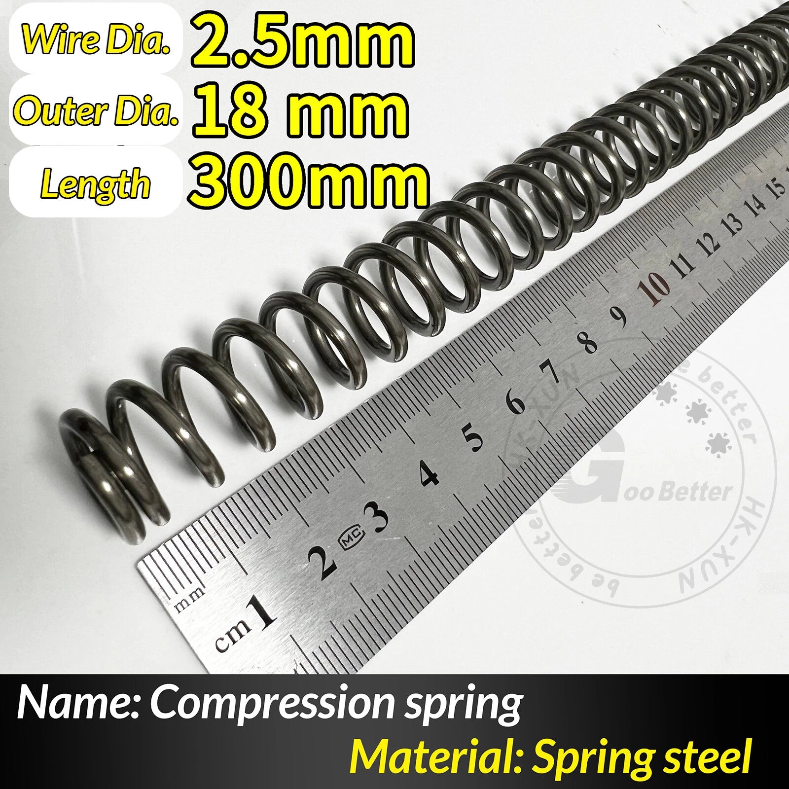 Compression Spring Pressure Springs, Wire Dia 2-3.5mm, OD 10-60mm, Length 300mm