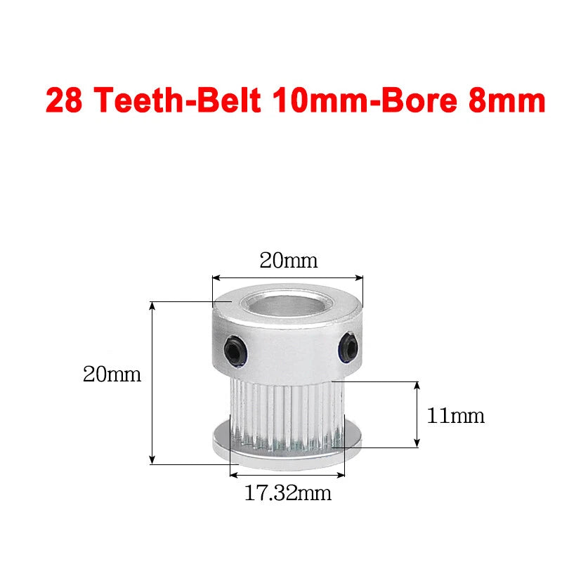 2GT Drive Pulley With Step 16 Tooth - 100 Tooth Bore 4mm - 25mm for 10mm Belt