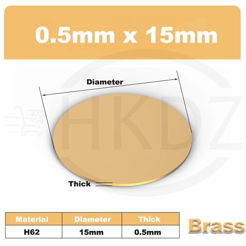 H62 Solid Brass Discs Plate Round Sheets Thickess 0.3mm-3mm Diameters 10-300mm