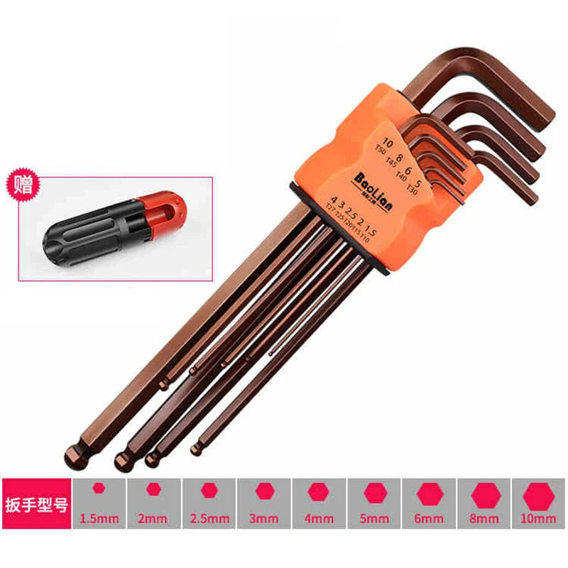 Allen Key Set Torx Twin Pack Metric Ball Star End Hex Folding Wrench Long Handle