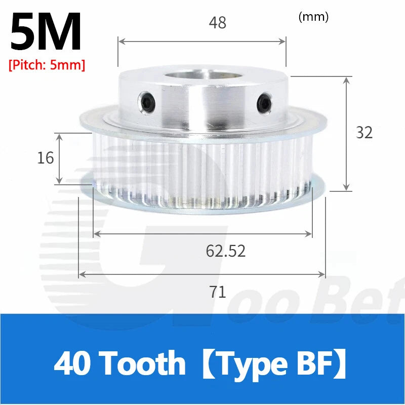 5M 15mm Timing Belt Drive Pulley 5mm Pitch 10-40 Tooth 4-25mm Bore HTD Aluminium