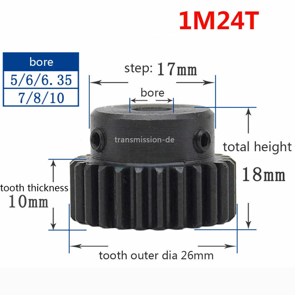 0.5/1 Mod Pinion Gear 10T-150T Spur Gear with Step 45# Steel Transmission Gear