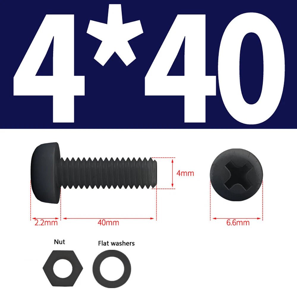 M4 M5 Nylon Phillips Pan Head Machine Screws with Hex Nuts and Flat Washers – White & Black - HomeDIYer