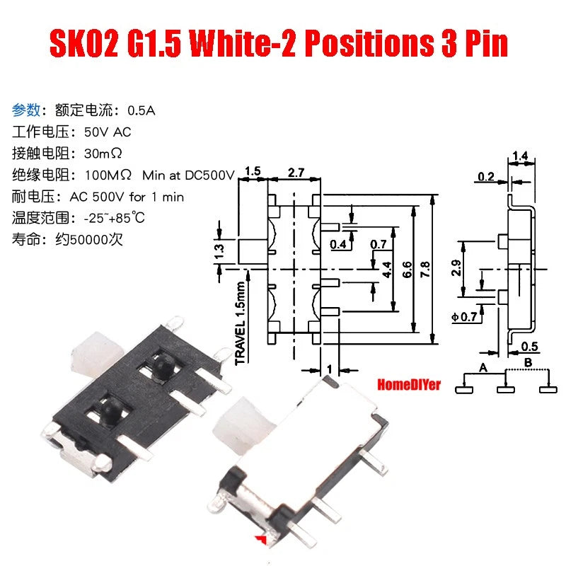 Miniature Slide Switch SS SK Series — 2/3 Position, 3–8 Pin Toggle Switches