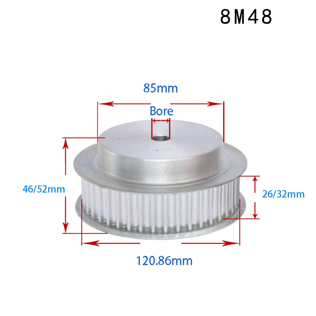 BF-type HTD8M 25mm-30mm Timing Belt Pulley 12 - 72 Tooth for CNC Step Motor