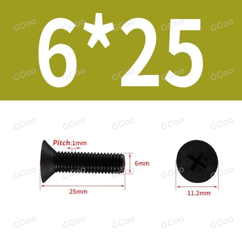 Nylon Countersunk Phillips Screws M2.5–M8, PA66 Non-Conductive Corrosion-Free