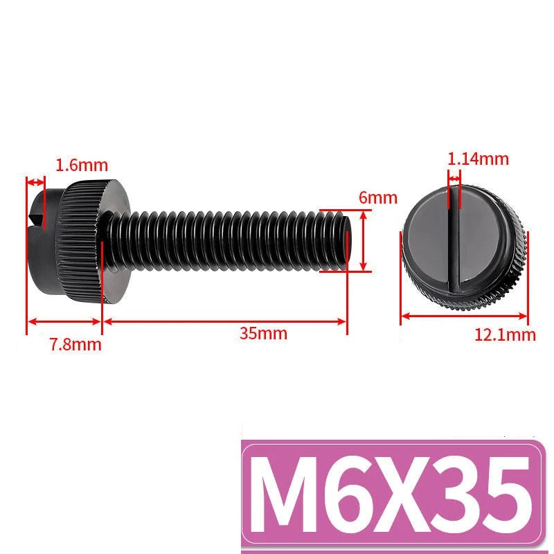 Black Nylon Thumb Screws — PA66 Knurled Slotted Head, M3 M4 M5 M6 M8