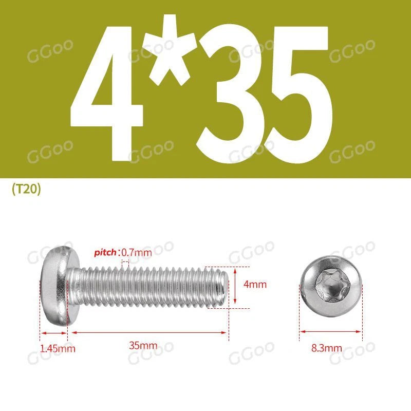 A2 Stainless Steel Torx Pan Head Machine Screws — M2 to M8, Six-Lobe Drive