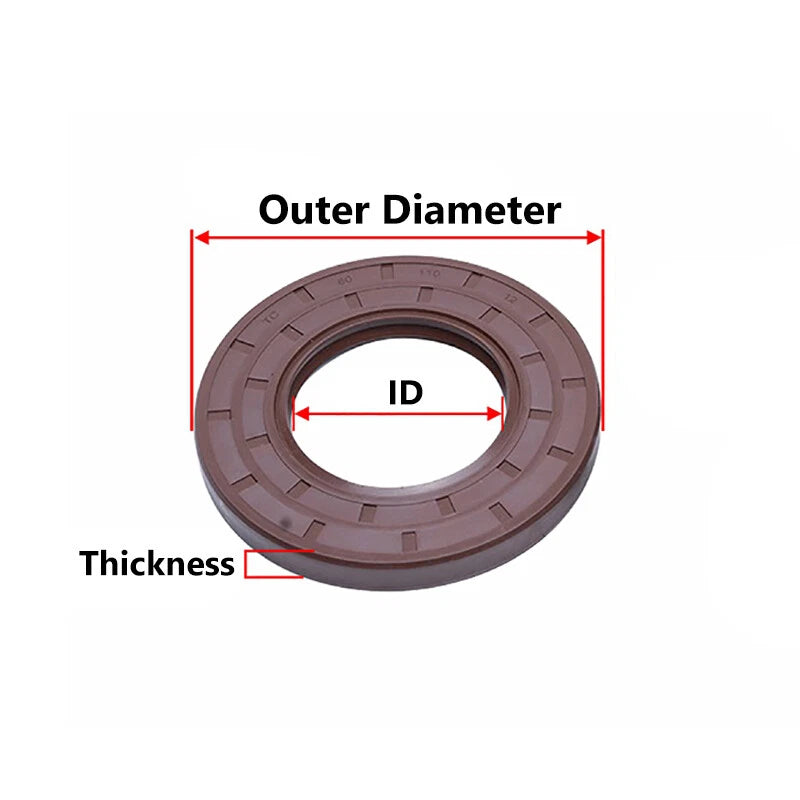 FKM Oil Seals Rotary Shaft Seal TC Double Lip w Spring Dust Grease Metric