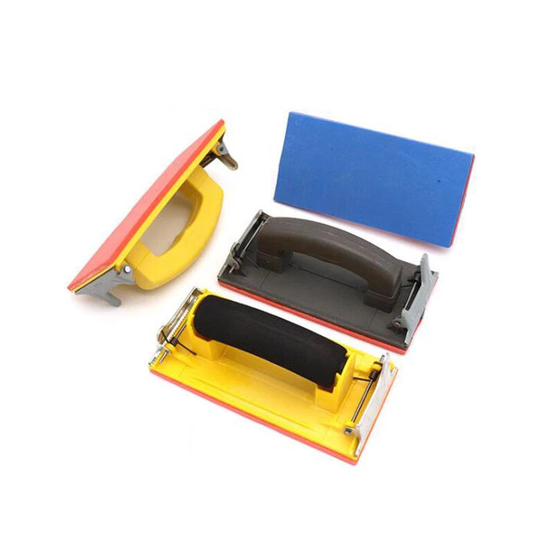 Hand Sandpaper Holder Clamp Block with Sponge Handle — 9cm x 18.5cm Sanding Pad for Wood Metal Drywall