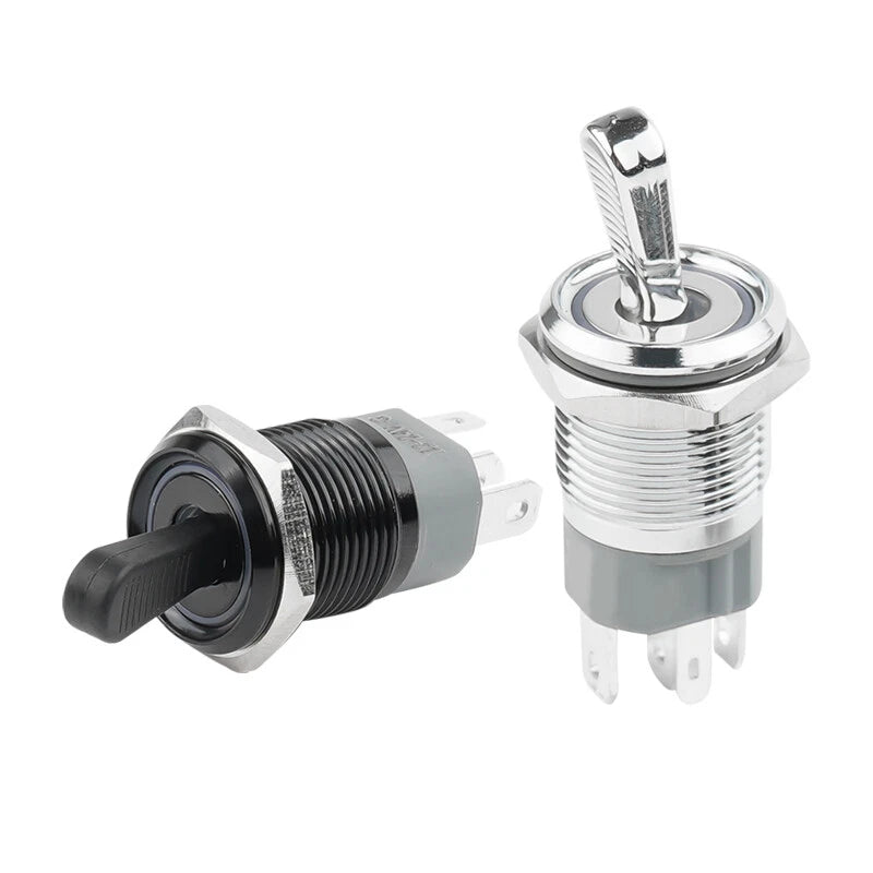 16mm Metal Toggle Switch – 15A 2-Position ON/OFF with LED Indicator, IP65 Waterproof