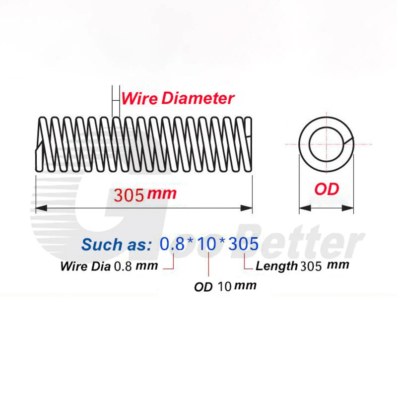 Compression Spring Various Size 3mm-30mm Diameter & 305mm Length Pressure Small