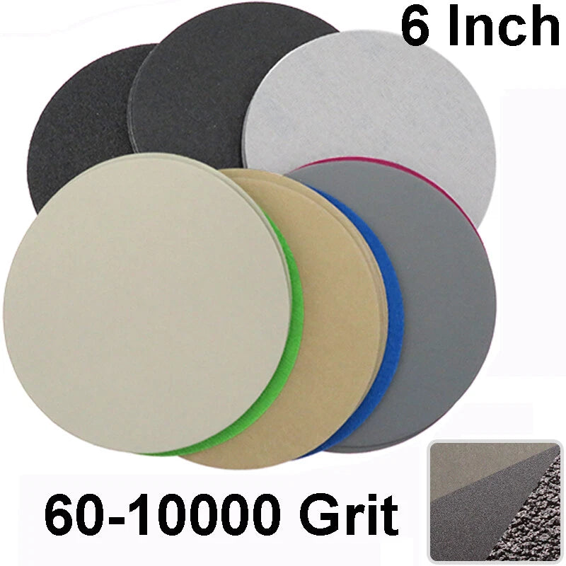 150mm 6" Wet or Dry Hook & Loop Sanding Discs P60-P10000 Grit Sandpaper DA Pads