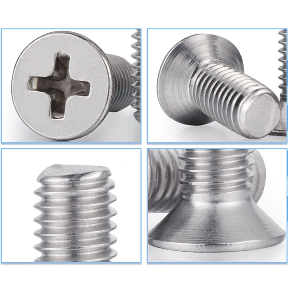 A2 Stainless Steel Phillips Countersunk Flat Head Micro Machine Screws M1 M1.2 M1.4 M1.6 M2 M2.5 GB/T 819 — 3mm to 60mm