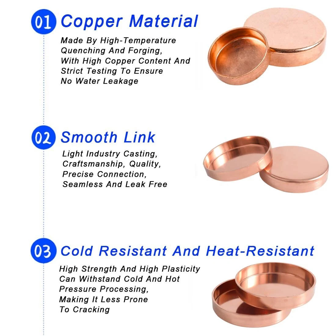 Copper End Feed Stop End Cap Fittings | Inside Dia 6.35mm–159mm